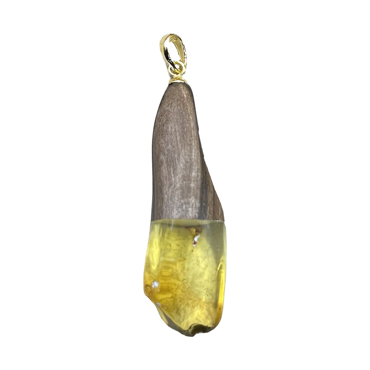 Bernstein Anhänger mit Nussbaumholz – Produktansicht