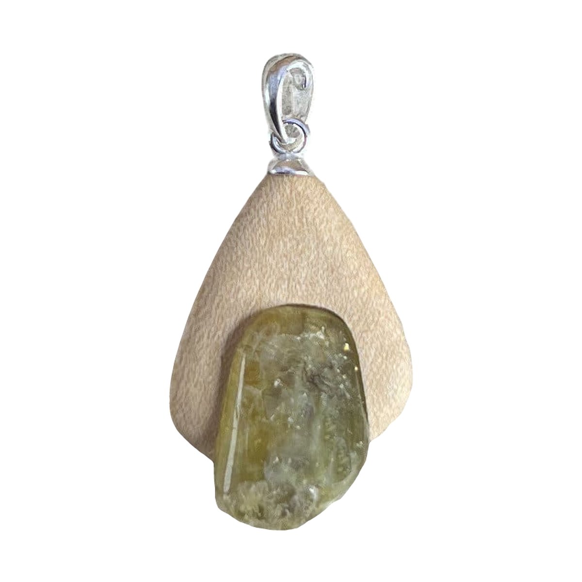 Grossular Anhänger mit Ahornholz – Produktansicht