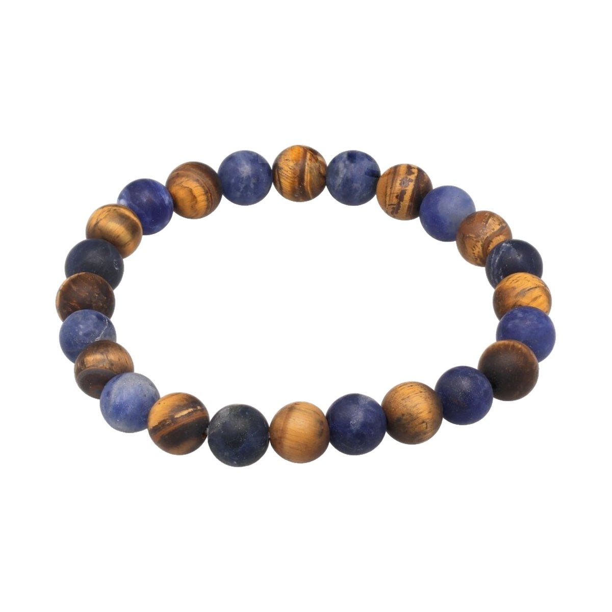 Armband aus mattem Sodalith und Tigerauge, 8-mm-Kugeln