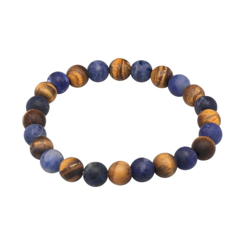 Armband aus mattem Sodalith und Tigerauge, 8-mm-Kugeln
