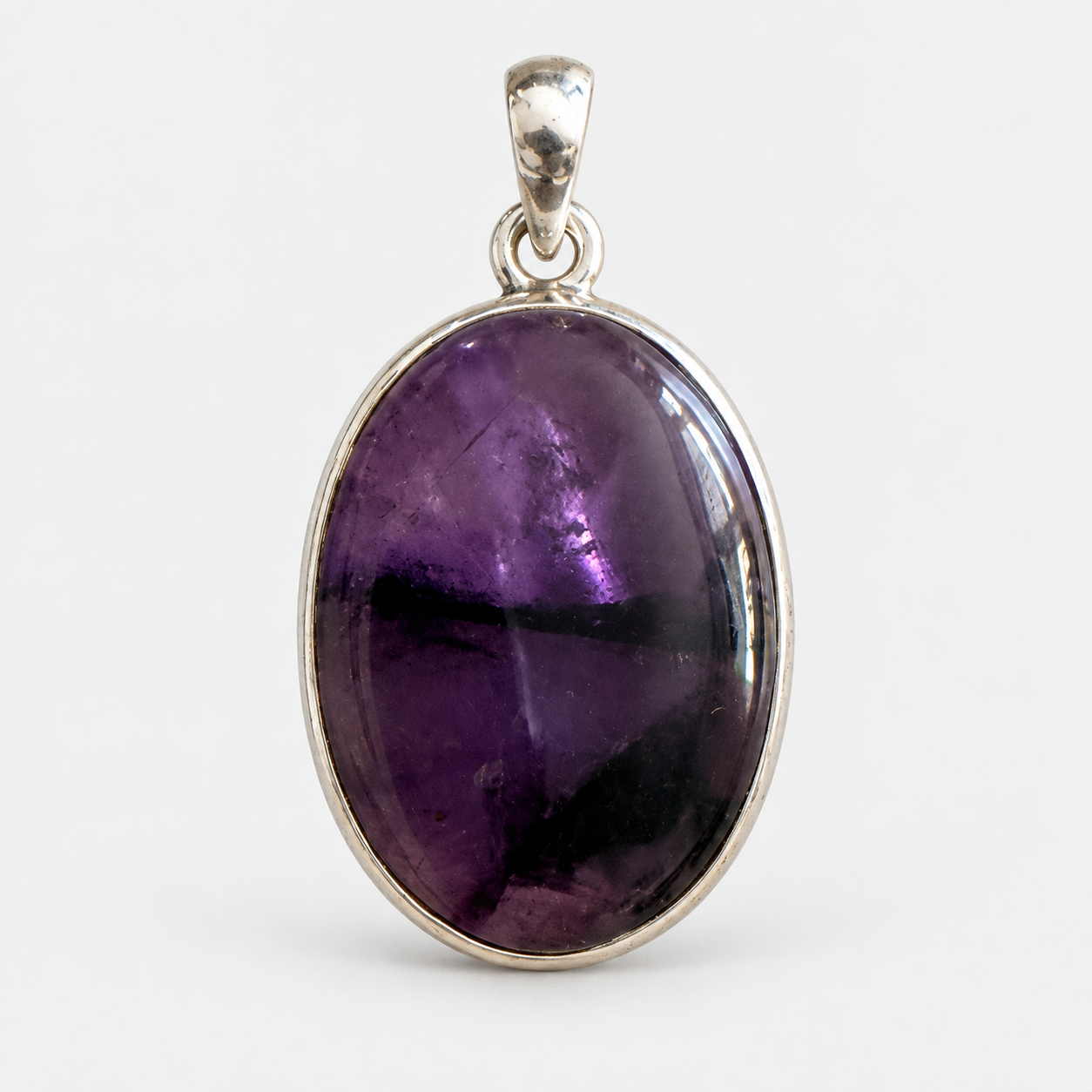 Trapiche Amethyst Anhänger 925 Sterling Silber, Oval ca. 26 × 23 mm