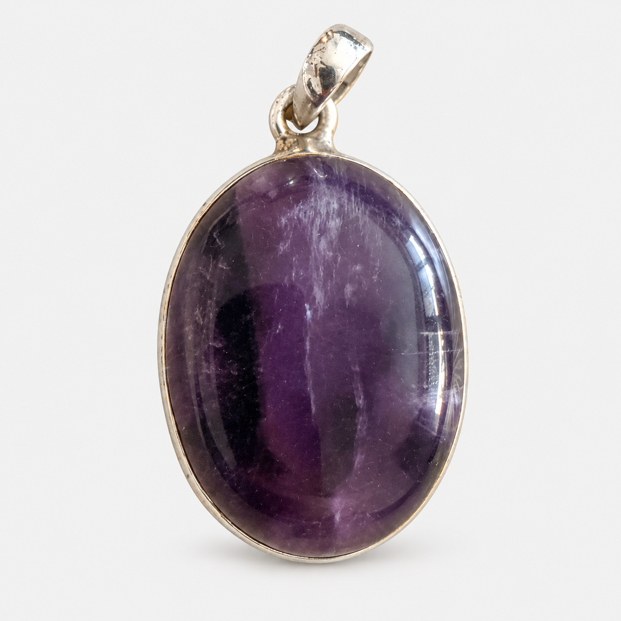 Trapiche Amethyst Anhänger 925 Sterling Silber, Oval ca. 28 × 25 mm