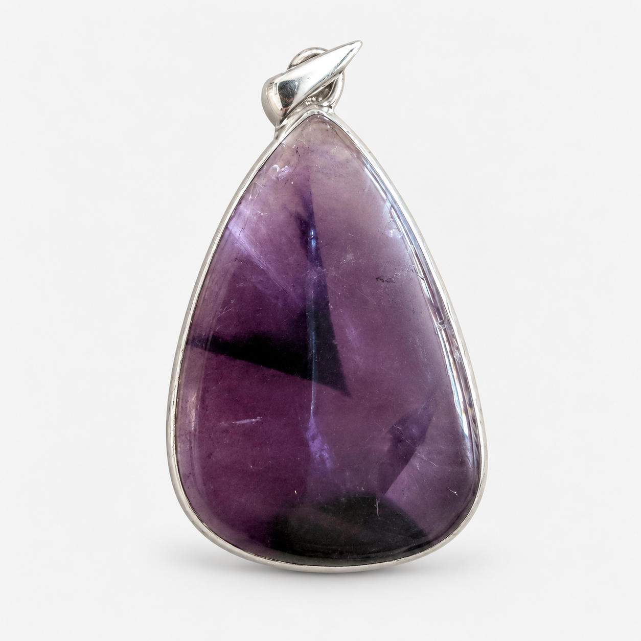 Trapiche Amethyst Anhänger 925 Sterling Silber, Tropfen ca. 33 × 26 mm