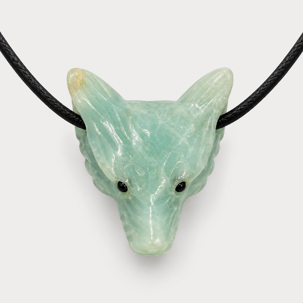 Wolfskopf-Anhänger Amazonit, gebohrt, ca. 4 cm