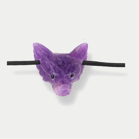 Wolfskopf-Anhänger Amethyst, gebohrt, ca. 4 cm