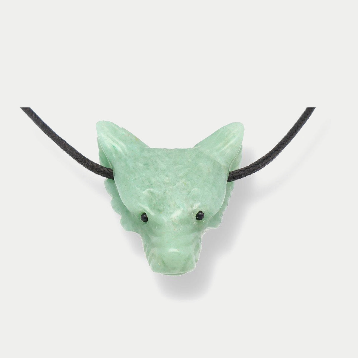 Wolfskopf-Anhänger Aventurin grün, gebohrt, ca. 4 cm
