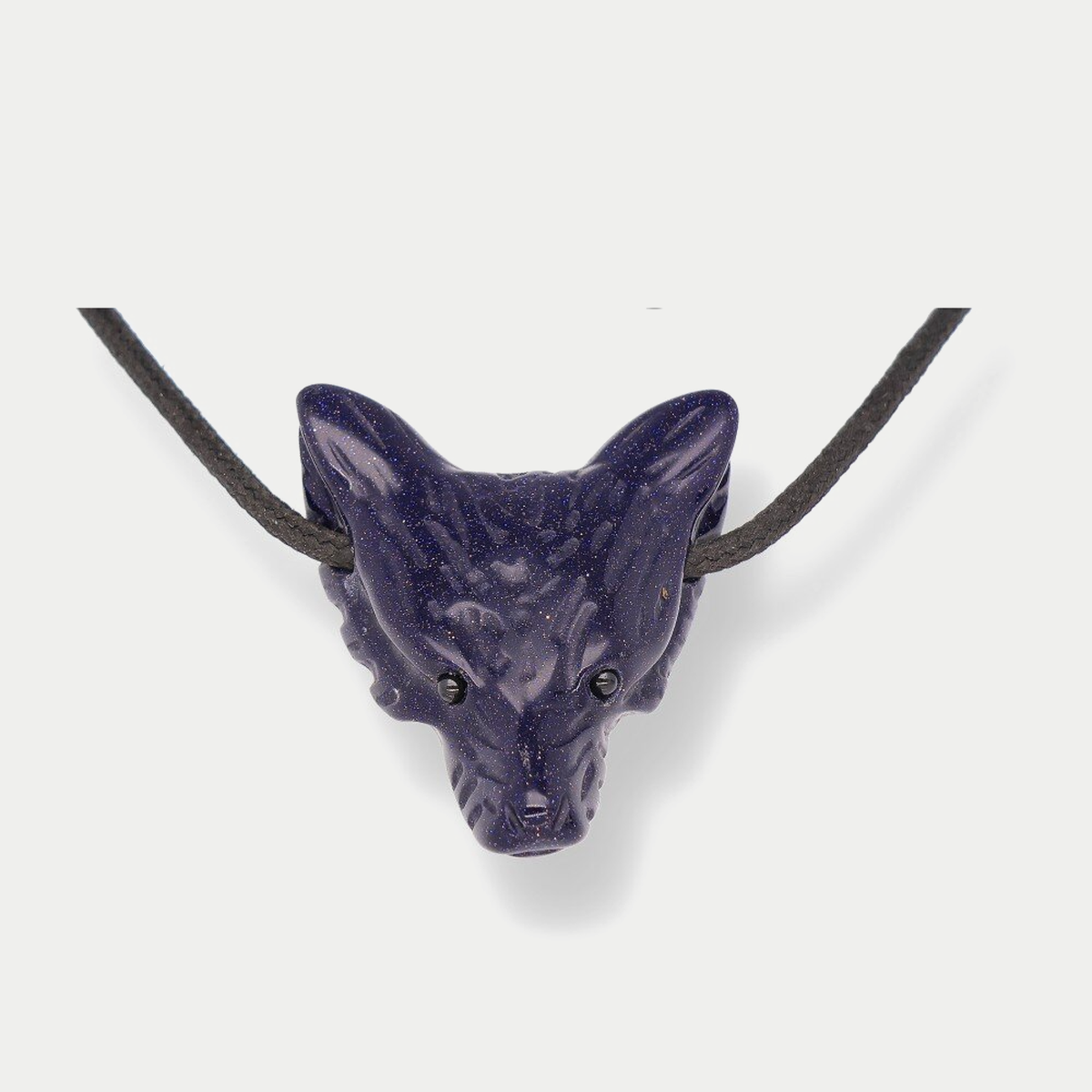 Wolfskopf-Anhänger Blaufluss synth., gebohrt, ca. 4 cm