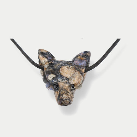 Wolfskopf-Anhänger Blue Liberty, gebohrt, ca. 4 cm