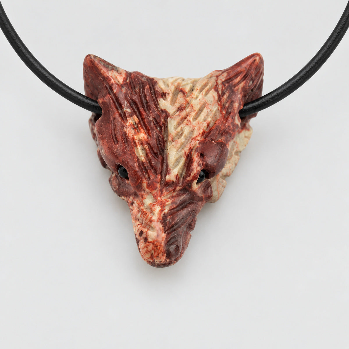 Wolfskopf-Anhänger China Mookait, gebohrt, ca. 4 cm