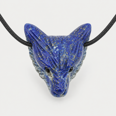 Wolfskopf-Anhänger Lapislazuli, gebohrt, ca. 4 cm