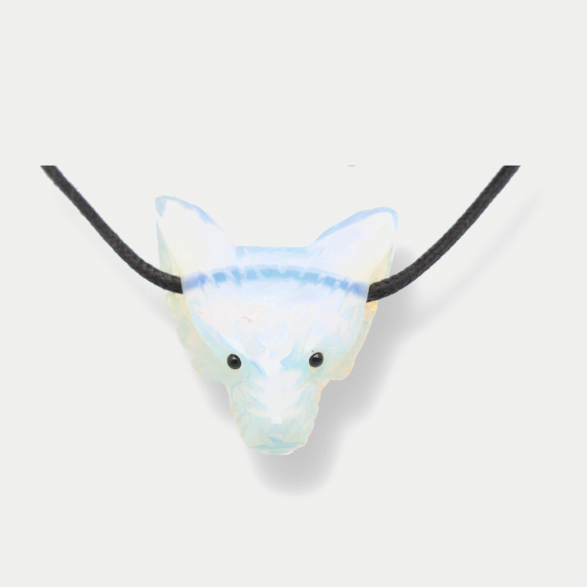 Wolfskopf-Anhänger Opalglas synth., gebohrt, ca. 4 cm
