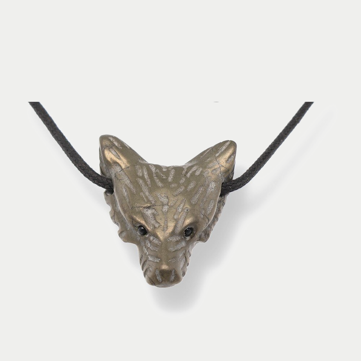 Wolfskopf-Anhänger Pyrit, gebohrt, ca. 4 cm
