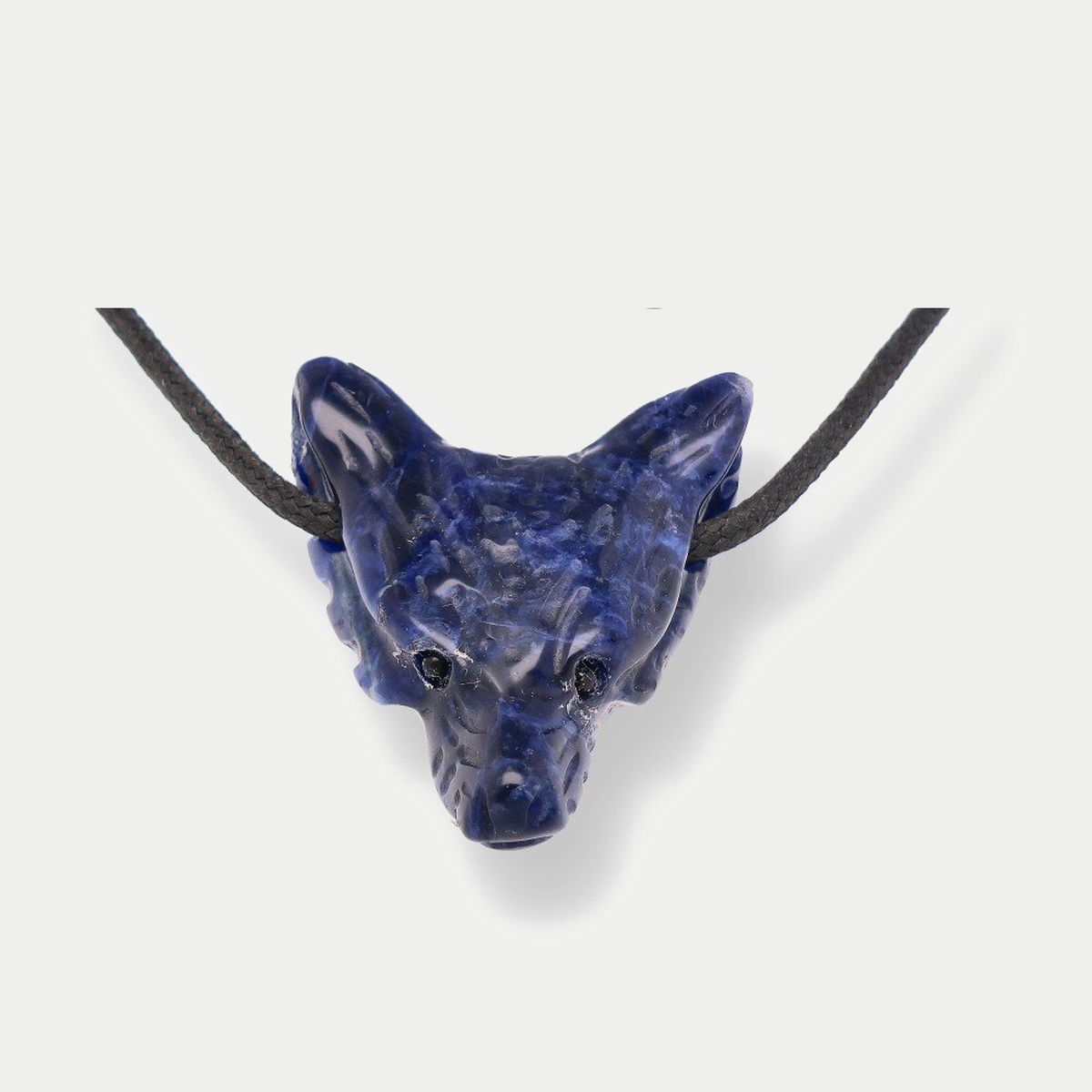 Wolfskopf-Anhänger Sodalith, gebohrt, ca. 4 cm
